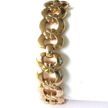 Vintage 1950s Bracelet Monet Gold Tone With Security Chain