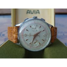 Vintage Avia Chronograph Swiss Landeron Manual Wind Gents Watch