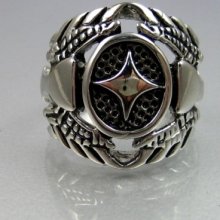 Vintage Biker Stainless Steel Cross Wide Mens Ring