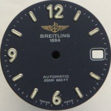 Vintage Breitling Automatic 660 Feet Blue Watch Dial Luminous Numerals