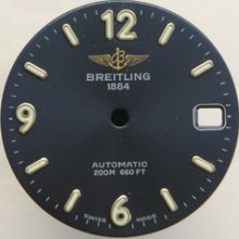 Vintage Breitling Automatic 660 Feet Blue Watch Dial Luminous Numerals Men's