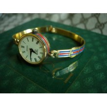 Vintage Classic Gucci Enamel Bracelet Watch Timepiece Classic Rare Jewelry Nice