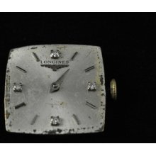 Vintage Ladies Longines 17j Wristwatch Movement Caliber 19.4 Fancy Dial
