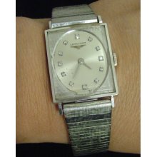 Vintage LONGINES MEN WATCH 14K Solid White Gold Diamond