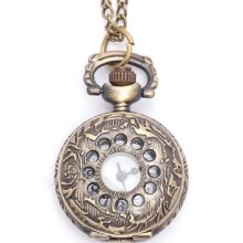 Vintage Royal Crown Pocket Watch Pendant Bronze Long Necklace By 81stgeneration