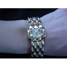 Vintage Sheffield Chunky Bracelet Ladies Dress Watch Silvertone Mechanical Swiss