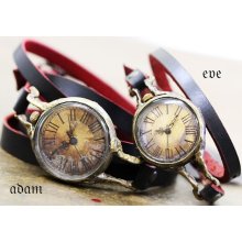 Vintage style Leather wrap watch Handmade Handcraft Bracelet watch 