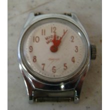 Vintage Wrist Watch Disney Mickey Mouse Ingersoll Us Time Wind Up Red Hands & S