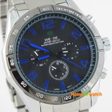 Weide Fashion Blue Number Men's Waterproof Sport Stainless Steel Wrist Watch