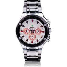 Weide Mens Fashion Chronograph White Dial Swiss Quartz Watch