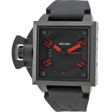 Welder Black Dial Red Index Stainless Steel Mens Watch K25b-4501