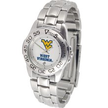 West Virginia Mountaineers Sport Steel Band-Ladies Watch