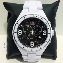 White Adidas By Fossil Chronograph Watch With Black Dial Adh2628 $115