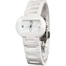 White Couple Style Ceramic Analog Quartz Wrist Watch