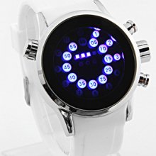 White Fashion Men Led Digital Rubber Band Circle Alloy Case Gift Wrist Watch