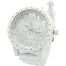 White Hip Hop Watch Iced Out Large Fashion Womens Designer's