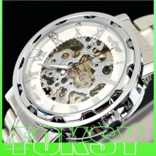 Winner Mechanical Stainless Steel Mens Watches Luxury Watch Silver