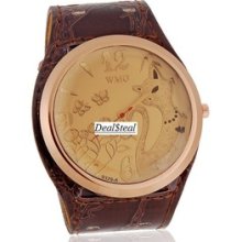 Wmg Stylish Unisex Cat Design Analog Watch (brown)