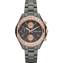 Women's Chronograph Stainless Steel Case and Bracelet Black Dial Rose