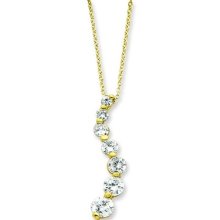 Women's Ladies .925 Sterling Silver Polished Vermeil Cz Journey 18