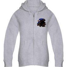 Women's Zip Hoodie Wildlife Collage of Eagle Deer Wolf and Bear w