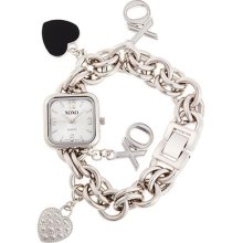 Xoxo Watch Women's Watch Xo7026 Silver Dial Silver Tone Charms Bracelet Watch