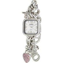 Xoxo Watch Women's Watch Xo7027 Silver Dial Silver Tone Charms Bracelet Watch