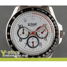 Y334 Men Quartz Wrist Watch - White Big Decorated Dial