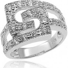 1.2ctw Pave Cz Buckle 925 Sterling Silver Women's Fashion Right Hand Ring