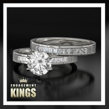 1.45 Ct Round Cut Vs Diamond Engagement Ring Wedding Band Set White Gold