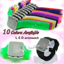 10 Colors Fashion Unisex Silicon Rubber Sports Cute Square Led Watch Wristwatch