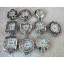 10 Mixed Styles Silver Quartz Beading Watch Face W8464