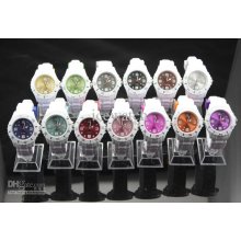 1000pcs Luxury White Quartz Face Silicone Watch 43mm Fashion Watches