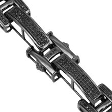 10K Gold Black Rhodium Plated Mens Diamond Bracelet 1.60 Ctw