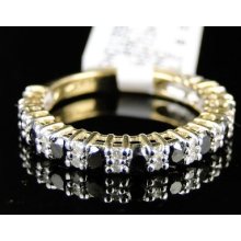 10k Ladies Womens Black/white Diamond Band Ring 1.09 Ct