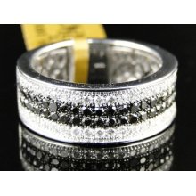 10k Mens Womens White Gold Black/white Diamond Engagement Wedding Band Ring 1ct