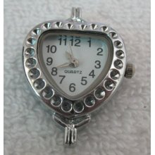 10pcs Silver Quartz Beading Watch Face Heart C8454