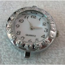 10pcs Silver Quartz Beading Watch Face Round C8439