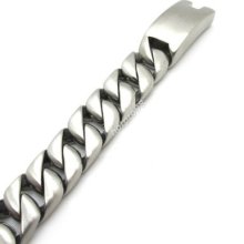 12mm Men's Fashion Sliver Charm Bracelet Bangle Chain 316l Stainless Steel