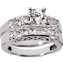 14K Gold Diamond Designer Engagement Ring Set 1.96ct