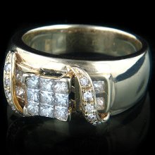 14K Gold Diamond Engagement Ring Princess & Round 1.35