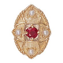 14k Gold Ruby Pearl Diamond Victorian Bracelet Slide GS452-R-PL