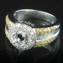 14K Gold Unique Diamond Engagement Ring Setting 1.25ct