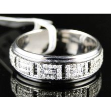 14k Mens Womens White Gold Diamond Wedding Eternity Spinning Round Band Ring