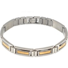 14K Two Tone Gold Stainless Steel Men's Bracelet