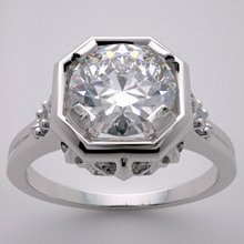 14K White Gold Antique Floral Style Diamond Engagement Ring Setting