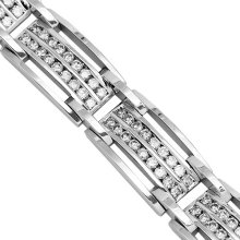 14K White Gold Mens Diamond Bracelet 5.75 Ctw