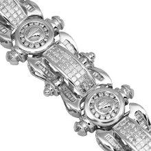 14K White Gold Mens Diamond Bracelet 10.79 Ctw