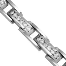 14K White Gold Mens Diamond Bracelet 3.60 Ctw