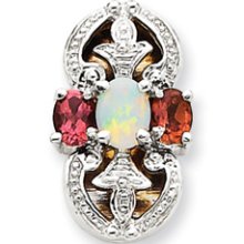 14k White Gold Opal Pink Tourmaline Victorian Bracelet Slide